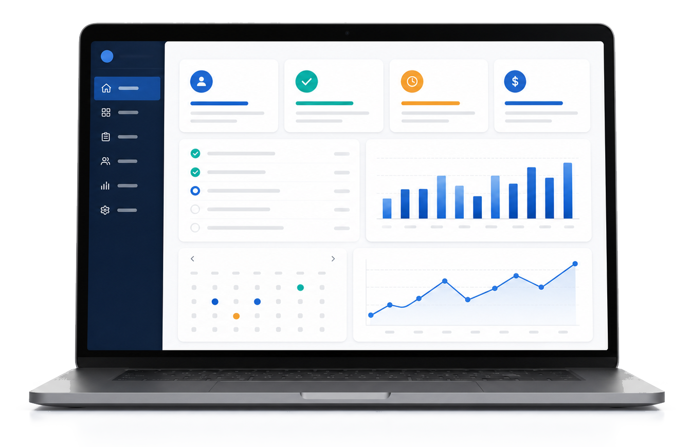Simple business dashboard displayed on a laptop